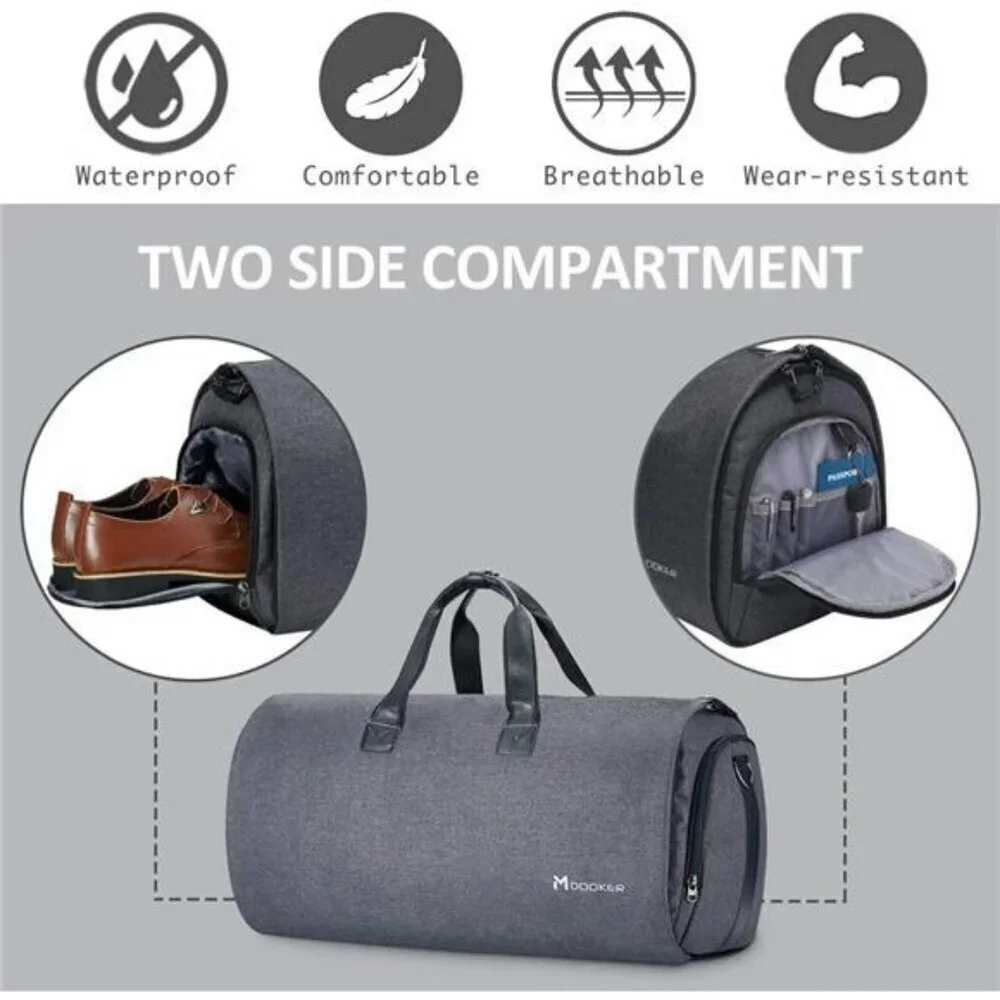 Modoker Garment Duffel Bag Carry On Suit Travel Bag with Shoulder Strap Black